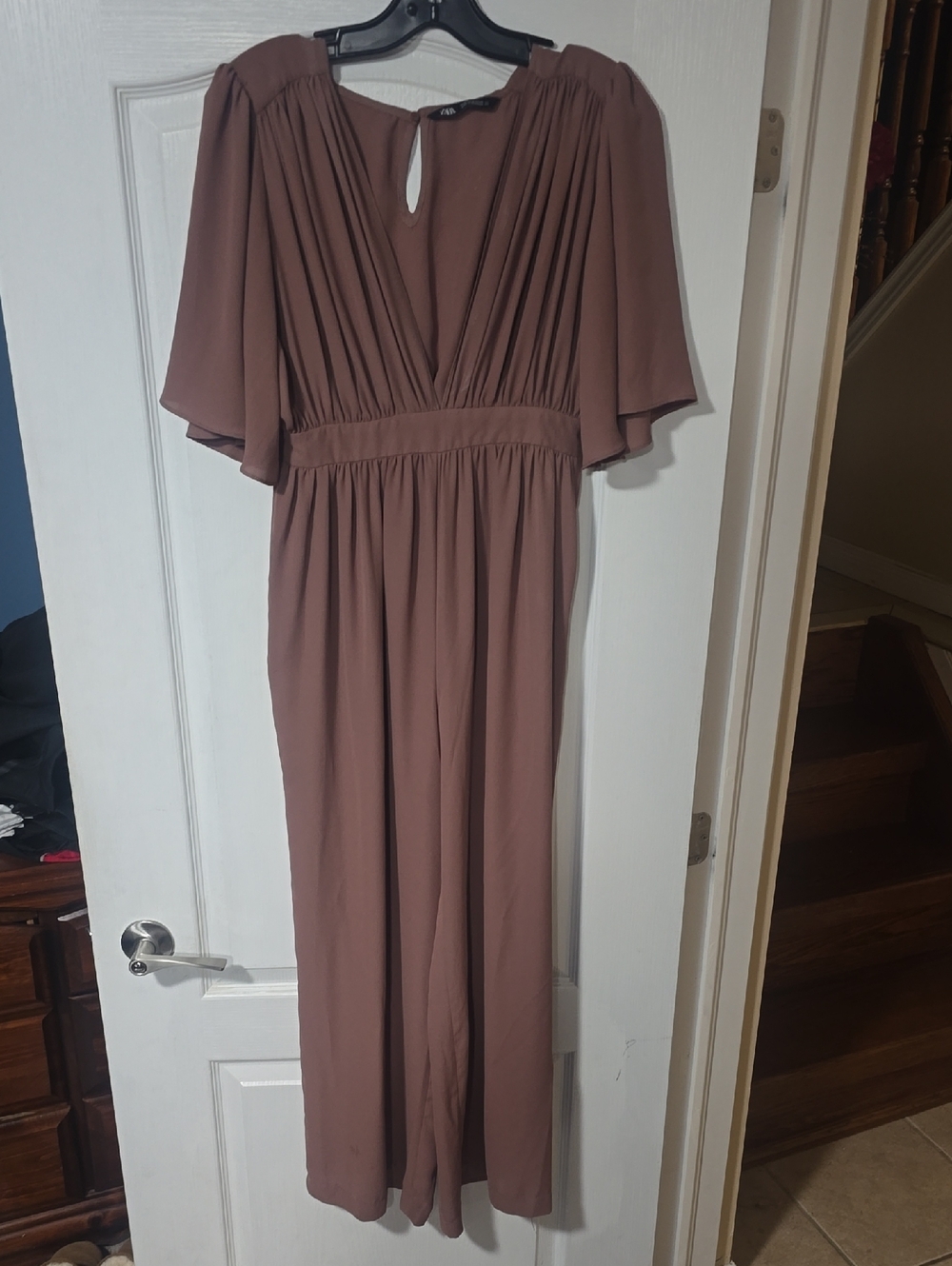 Zara Dusty Rose V-Neck Jumpsuit